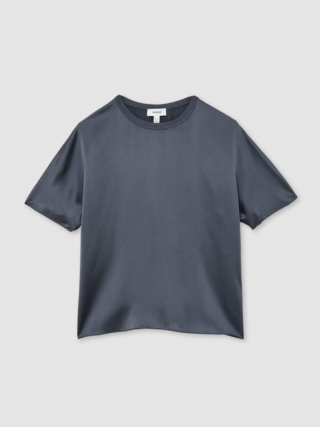 Reiss Silk Short-Sleeve Top in Blue