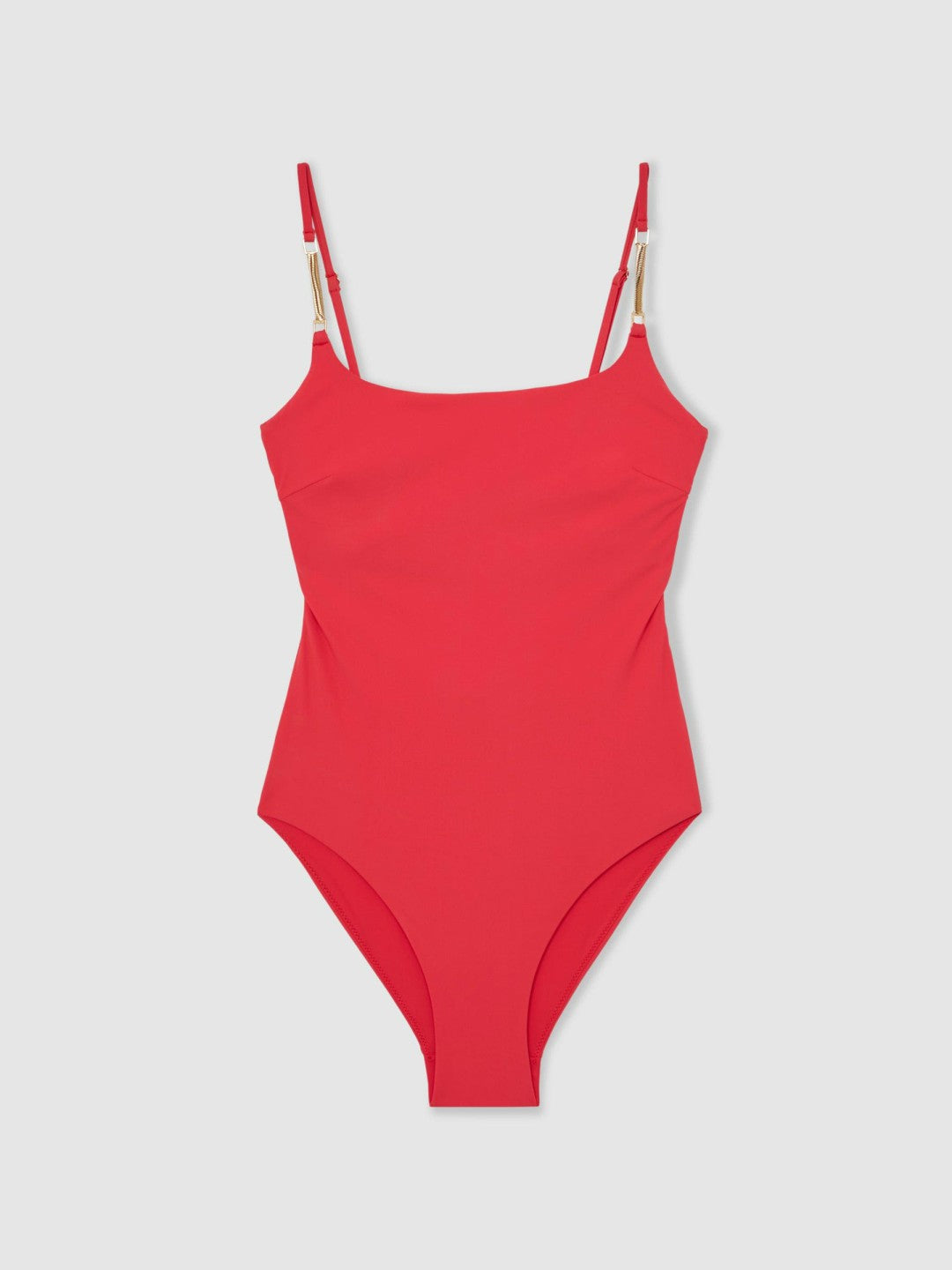 Reiss Value - Hardware-Strap Cut-Out Swimsuit in Coral Red