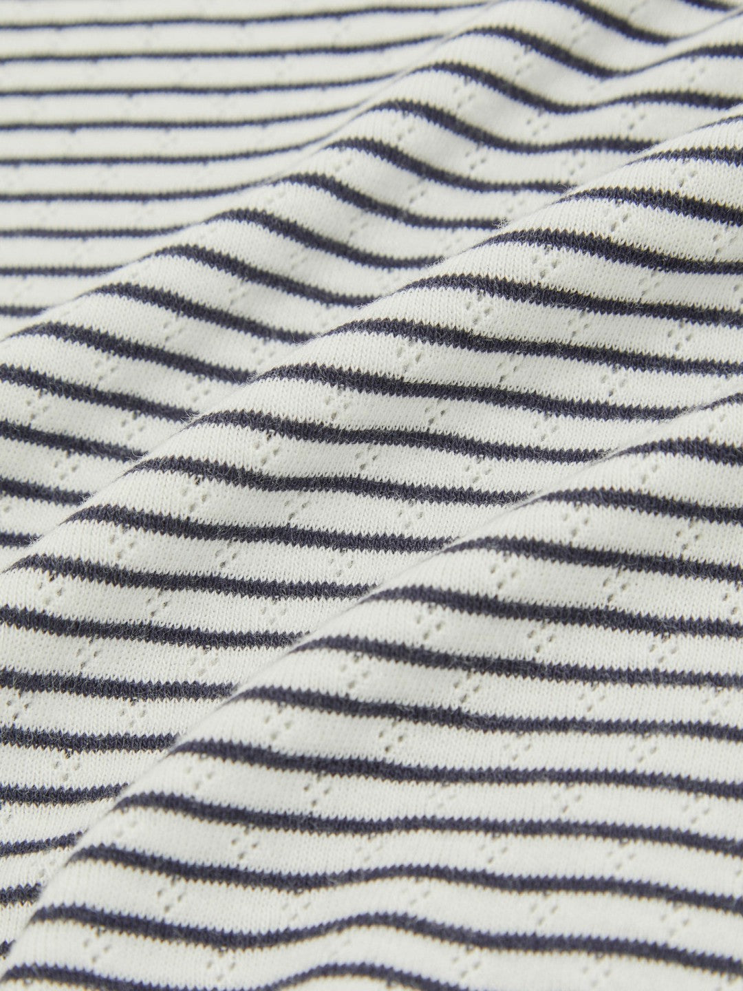 Reiss 3-9 yrs Cotton Pointelle Long Sleeve Top in Navy/White