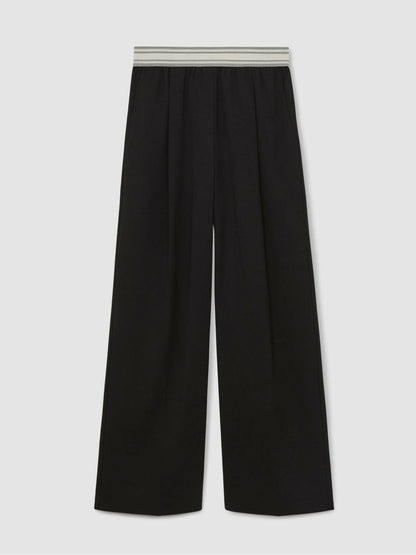 Reiss Savings - Wide-Leg Contrast-Waistband Trousers in Black