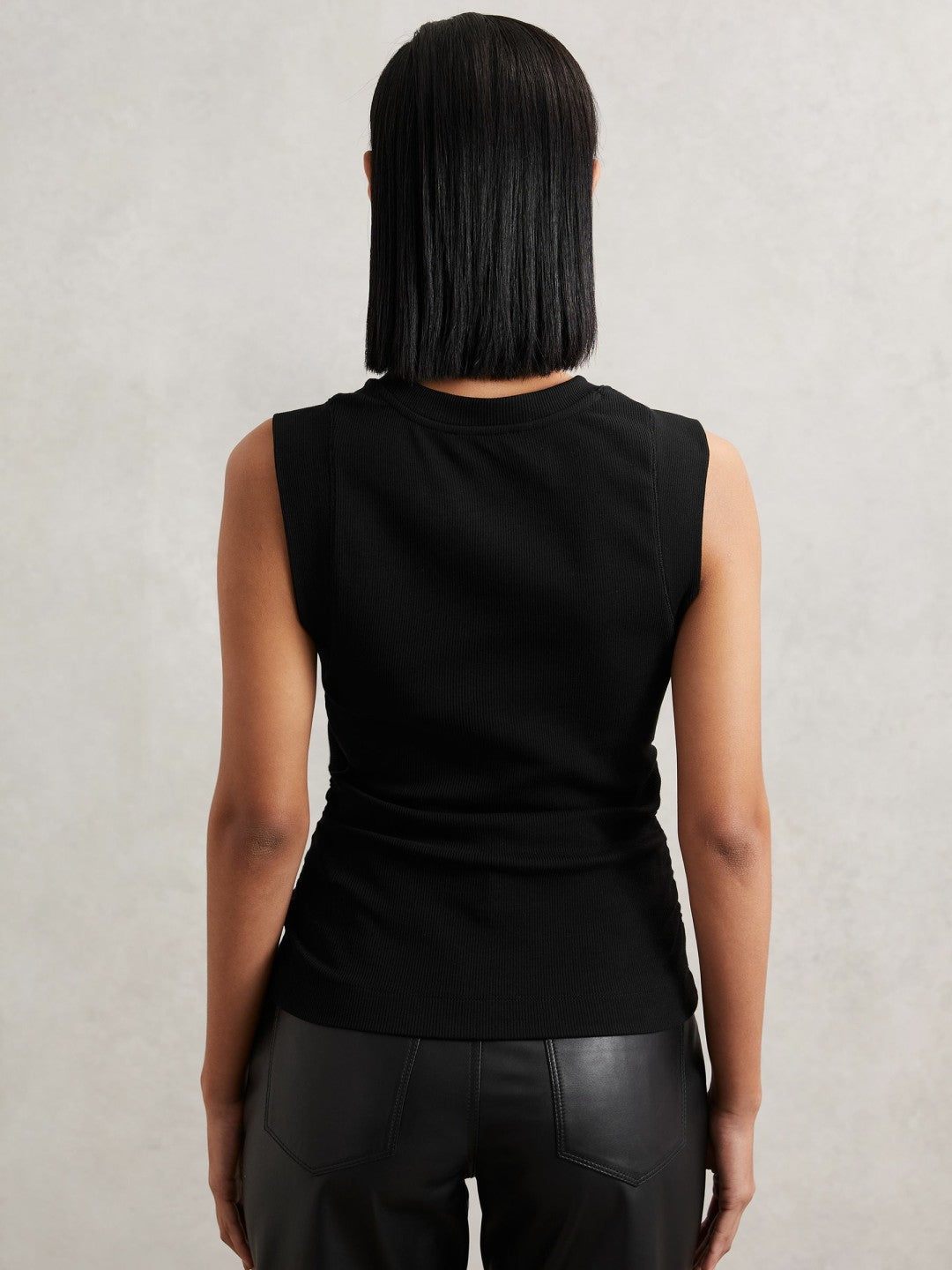 Reiss Value - Ribbed Ruched Waist Vest in Black