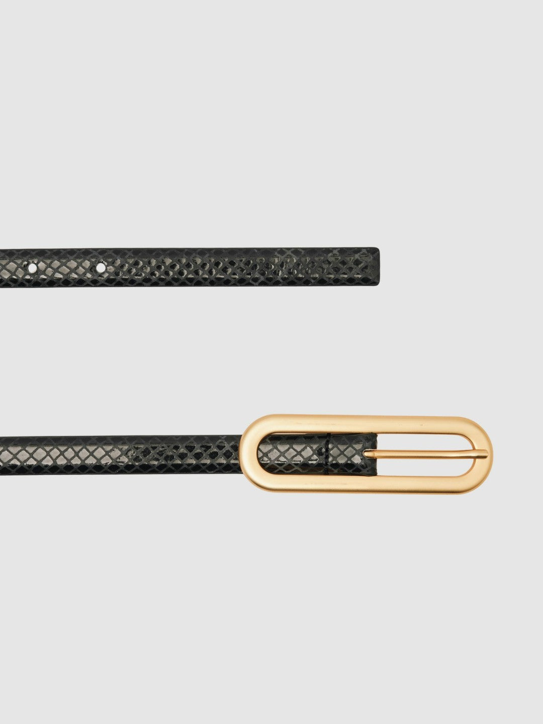 Reiss Sale - Leather Elongated-Buckle Skinny Belt in Black