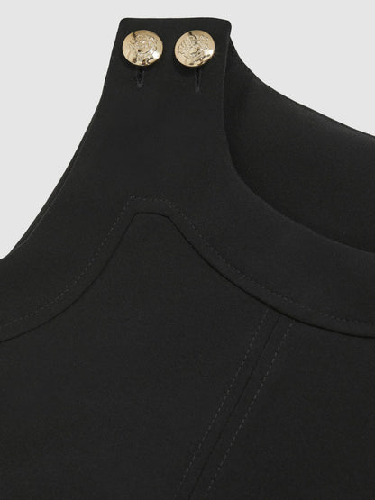 Reiss Best Seller - 3-9 yrs Button-Detail Sleeveless Shift Dress in Black