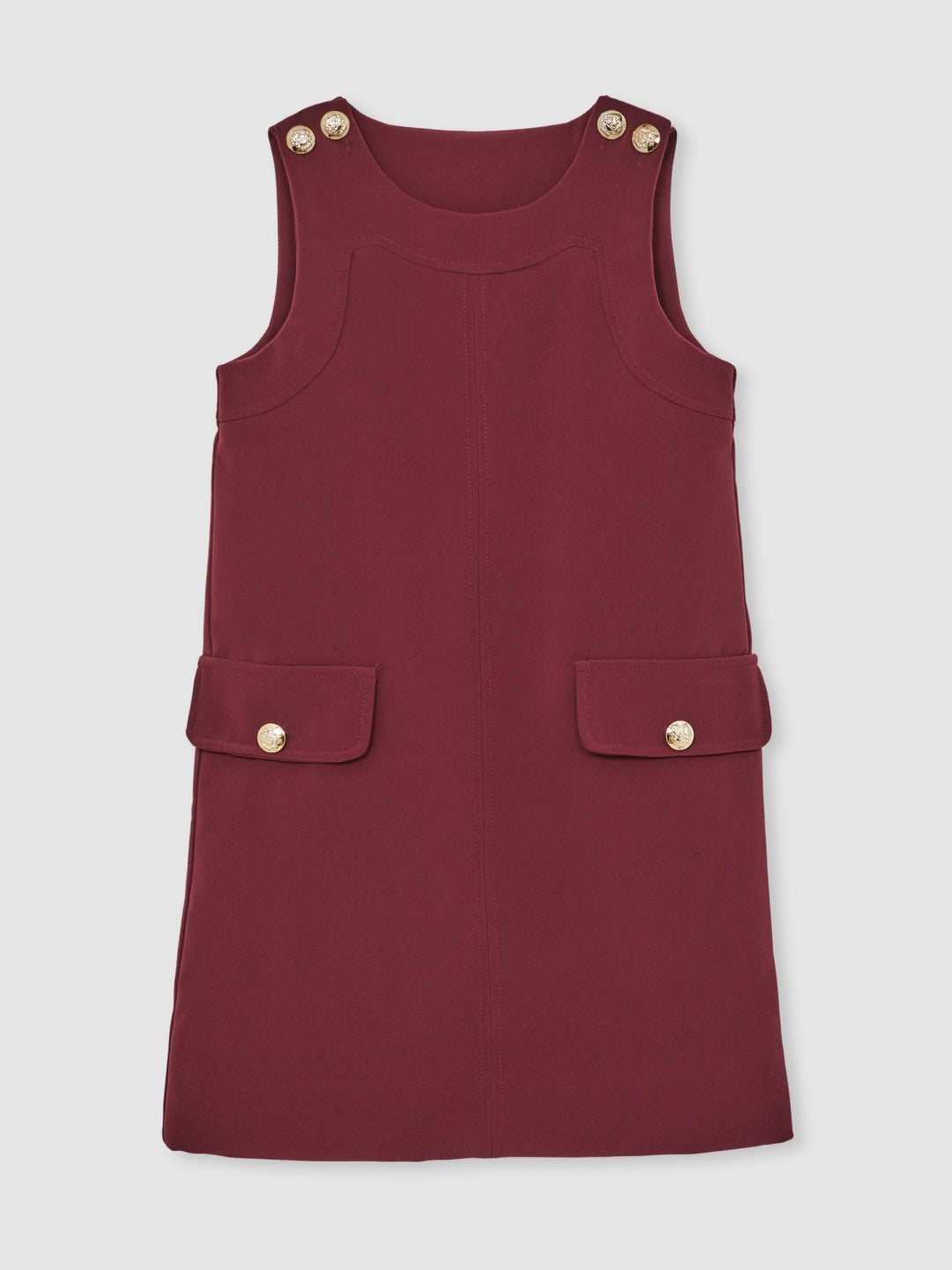 Reiss Featured - 13-14 yrs Button-Detail Sleeveless Shift Dress in Berry