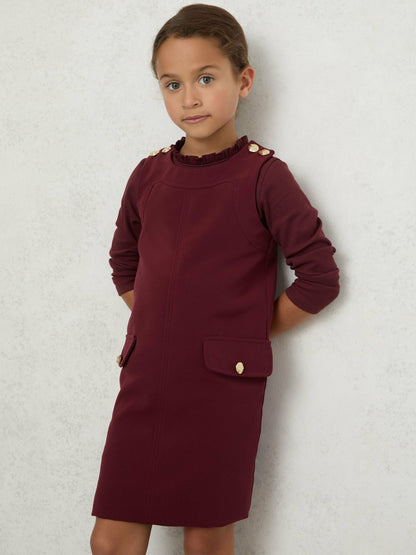 Reiss Featured - 13-14 yrs Button-Detail Sleeveless Shift Dress in Berry