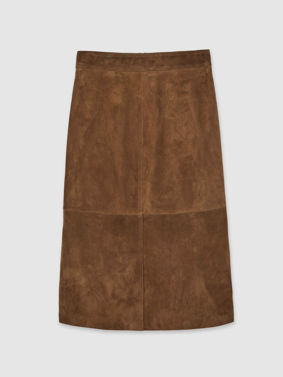 Reiss Affordable - Suede Straight-Fit Midi Skirt in Tan Brown