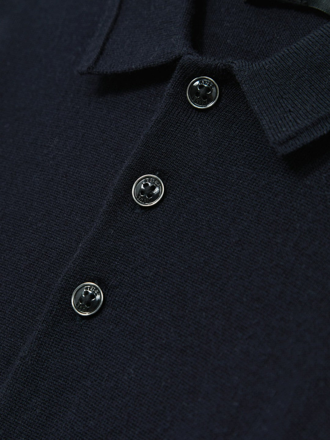 Reiss Sale - Merino Wool Long-Sleeve Polo Shirt in Navy
