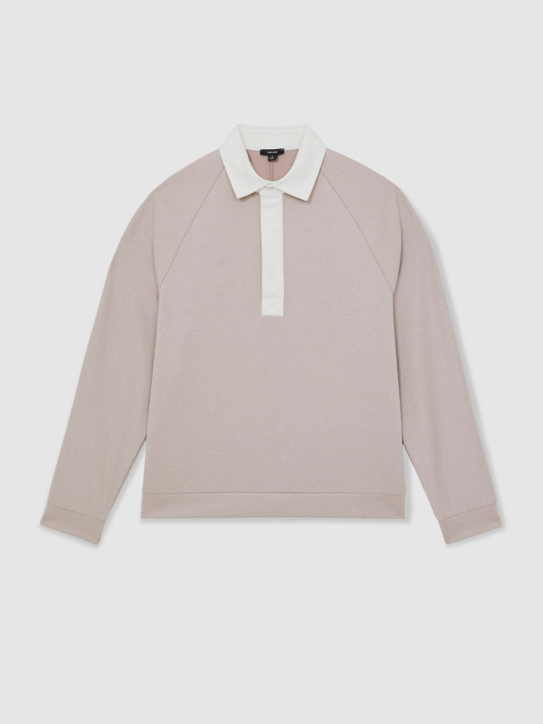 Reiss Colour Block Rugby Shirt in Oatmeal/White