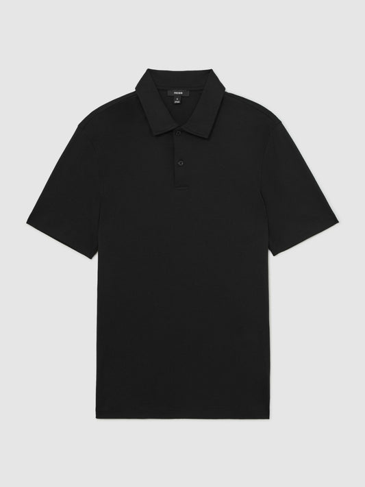Reiss Cotton Short-Sleeve Polo Shirt in Black