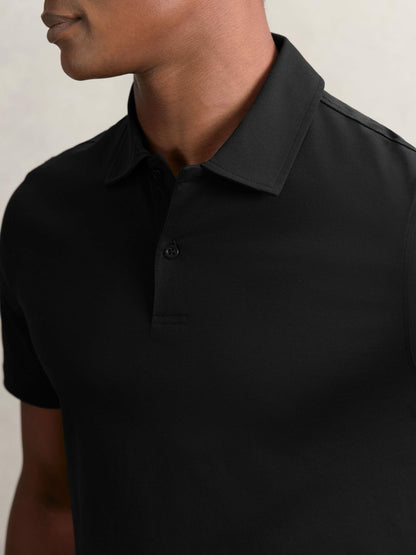 Reiss Offer - Cotton Short-Sleeve Polo Shirt in Black