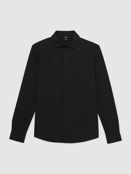 Reiss Savings - Cotton-Jersey Button-Through Shirt in Black