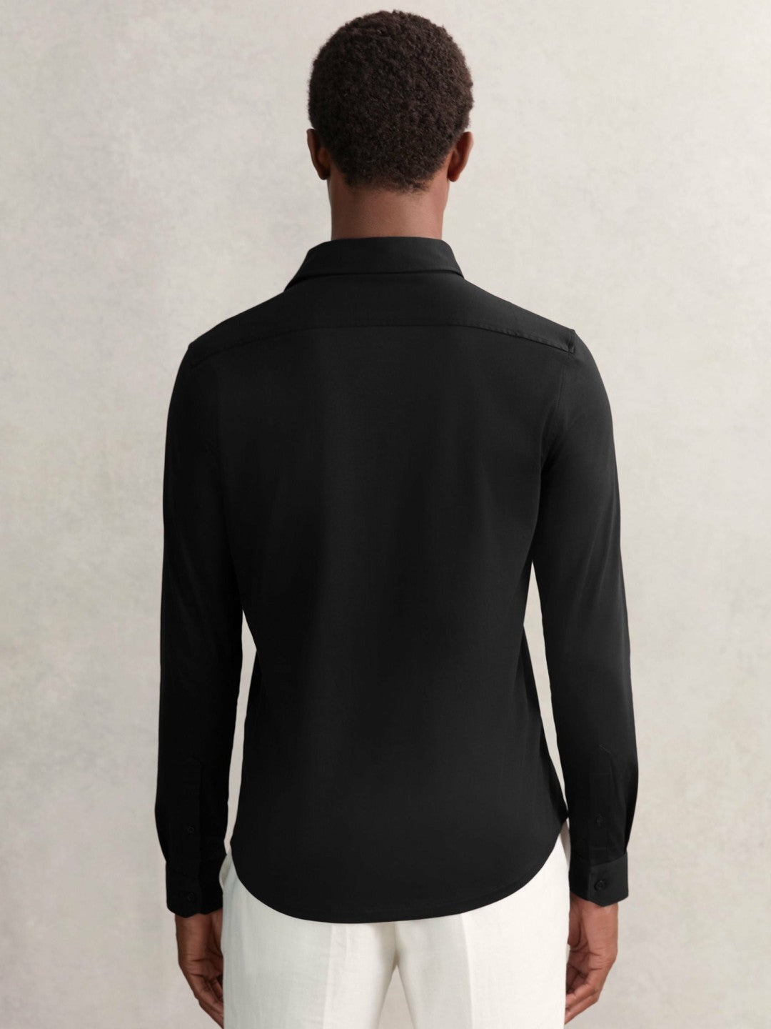 Reiss Savings - Cotton-Jersey Button-Through Shirt in Black