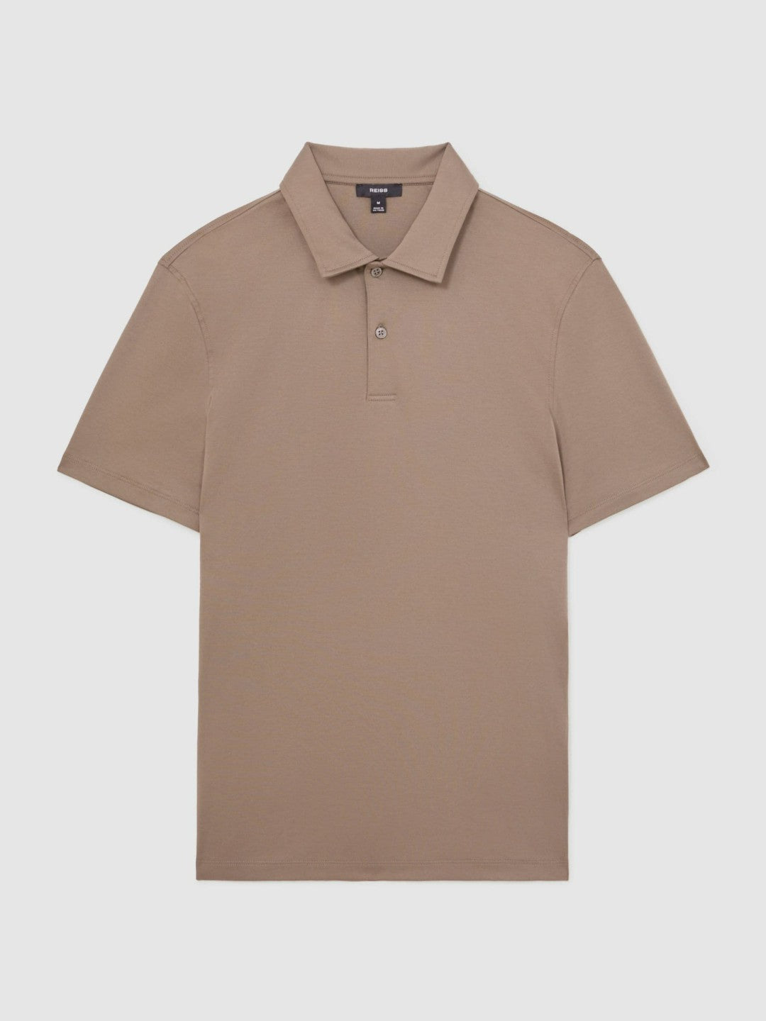 Reiss Deal - Cotton Short-Sleeve Polo Shirt in Taupe Brown