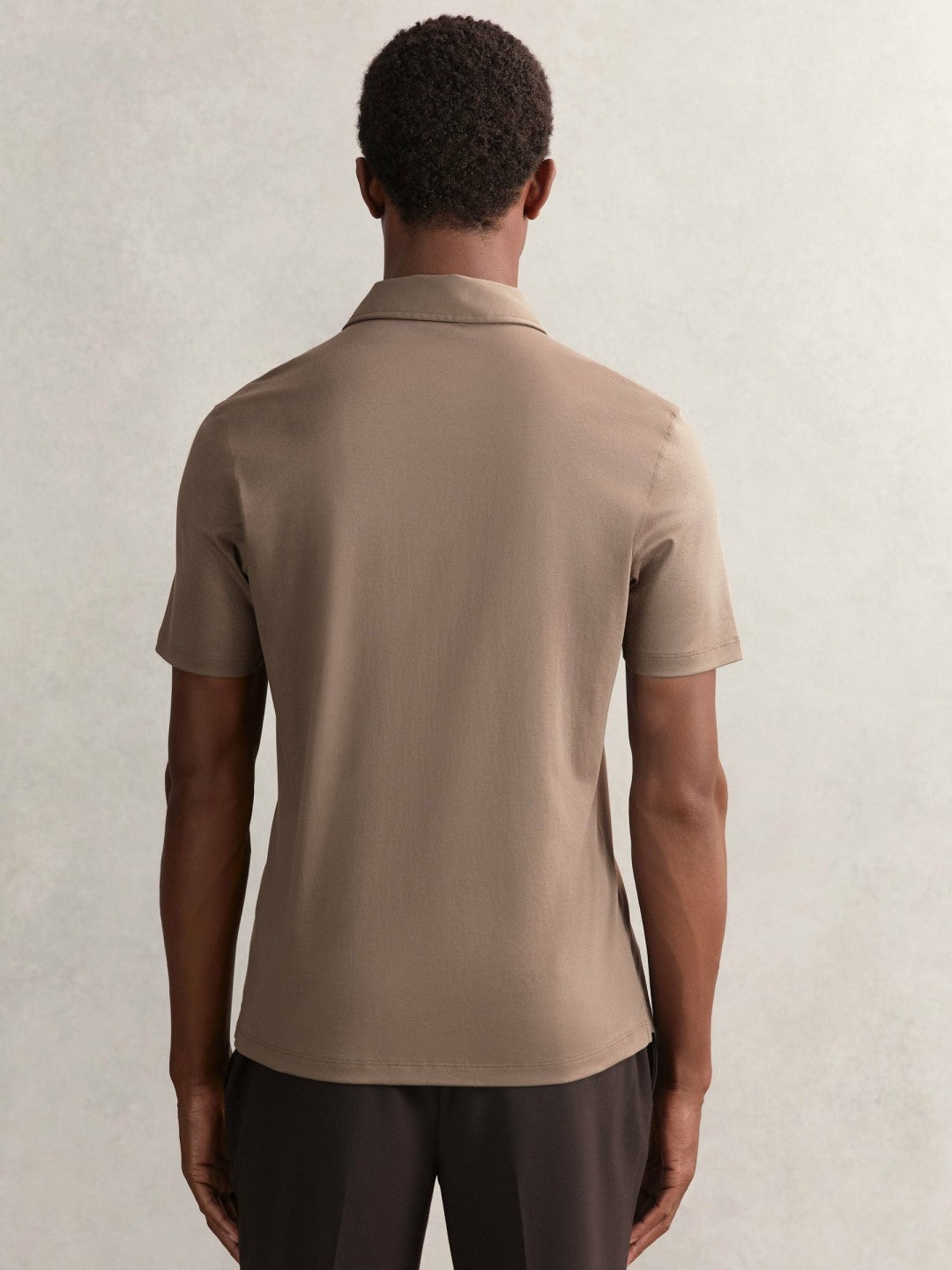 Reiss Deal - Cotton Short-Sleeve Polo Shirt in Taupe Brown