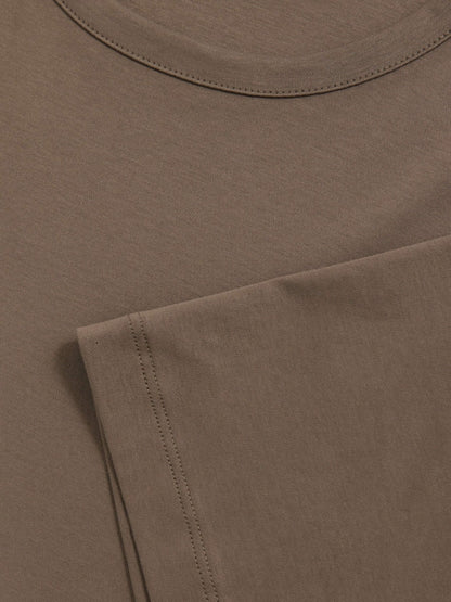 Reiss Affordable - Airwater-Cotton Crew-Neck T-Shirt in Taupe Brown