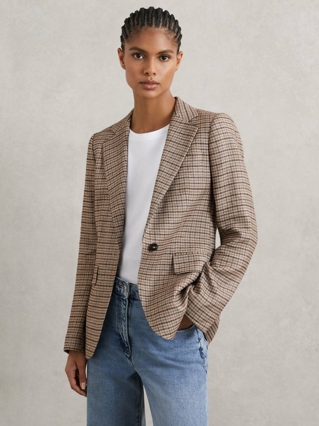 Reiss Popular Choice - Jacket in Neutral Check