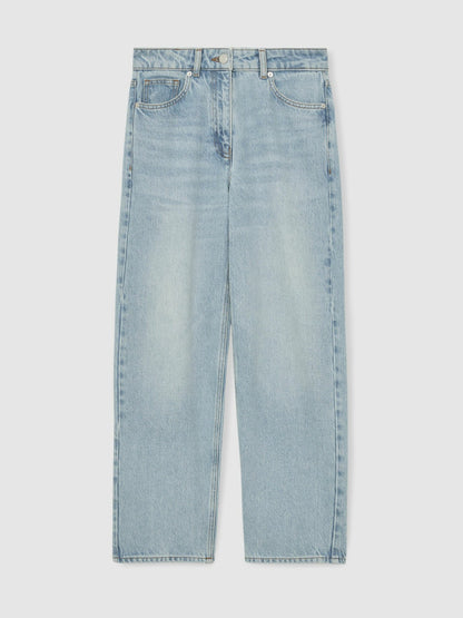Reiss Deal - Petite Mid-Rise Straight-Leg Jeans in Pale Blue