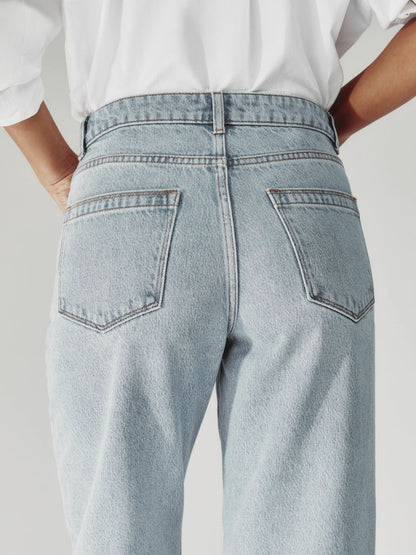 Reiss Deal - Petite Mid-Rise Straight-Leg Jeans in Pale Blue