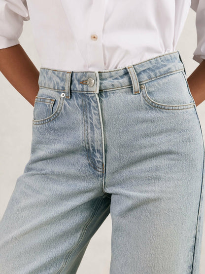 Reiss Deal - Petite Mid-Rise Straight-Leg Jeans in Pale Blue
