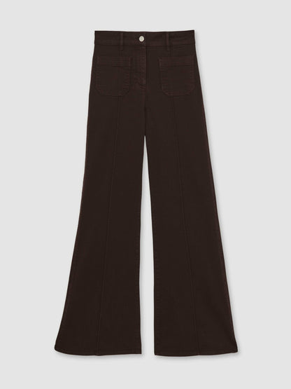 Reiss Petite Patch-Pocket Flared Jeans in Burgundy