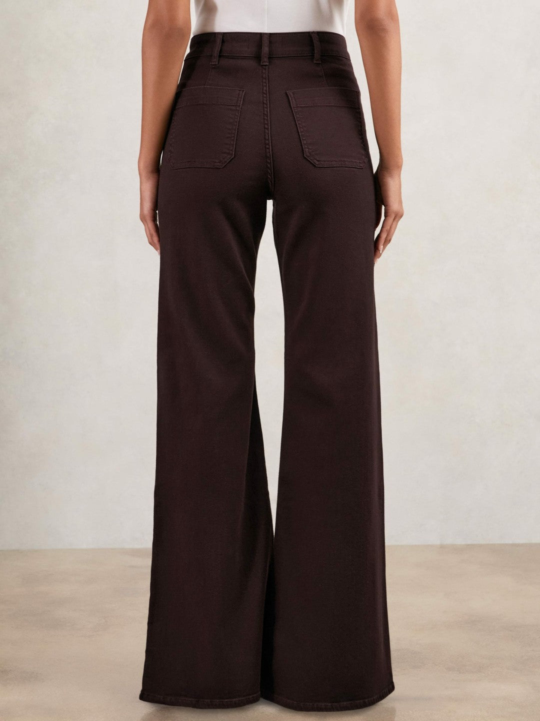 Reiss Petite Patch-Pocket Flared Jeans in Burgundy