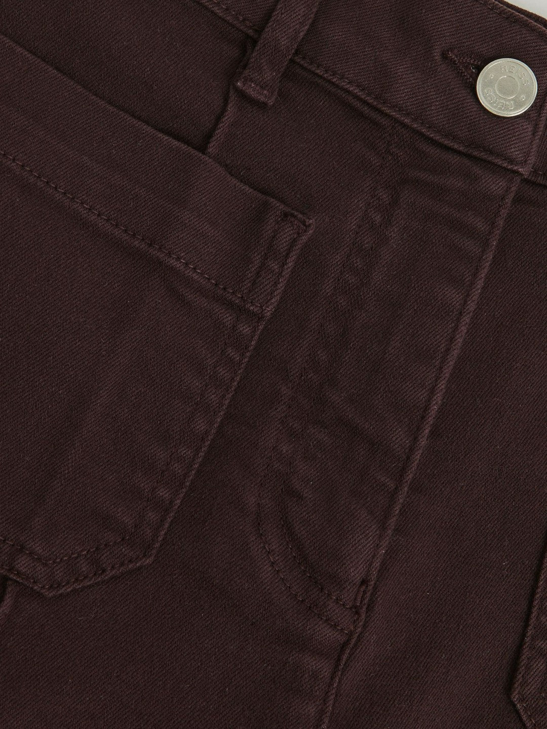 Reiss Petite Patch-Pocket Flared Jeans in Burgundy