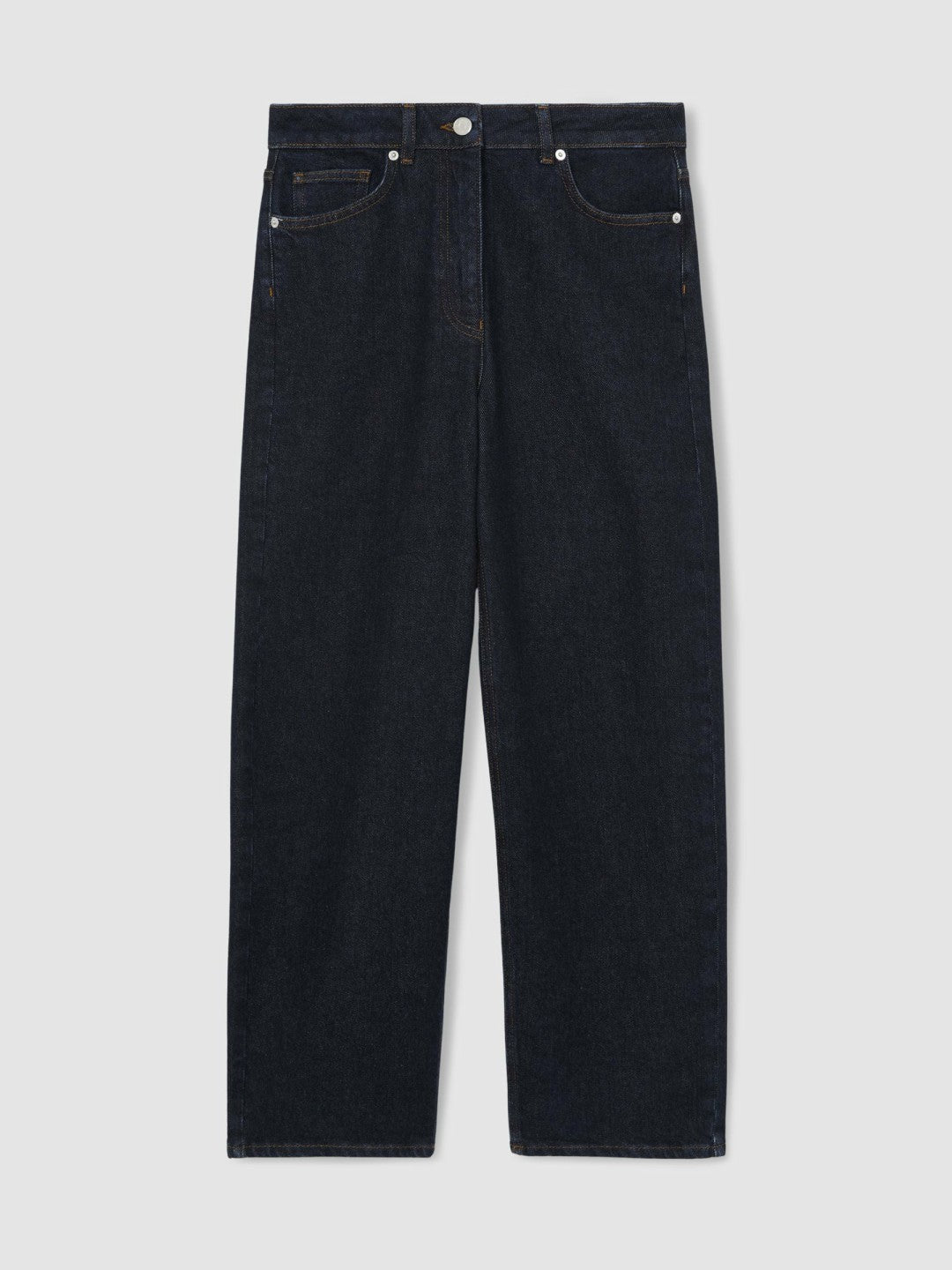 Reiss Petite Mid-Rise Straight-Leg Jeans in Dark Blue