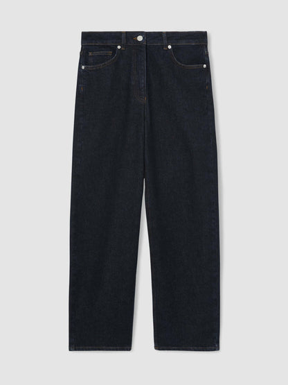 Reiss Petite Mid-Rise Straight-Leg Jeans in Dark Blue