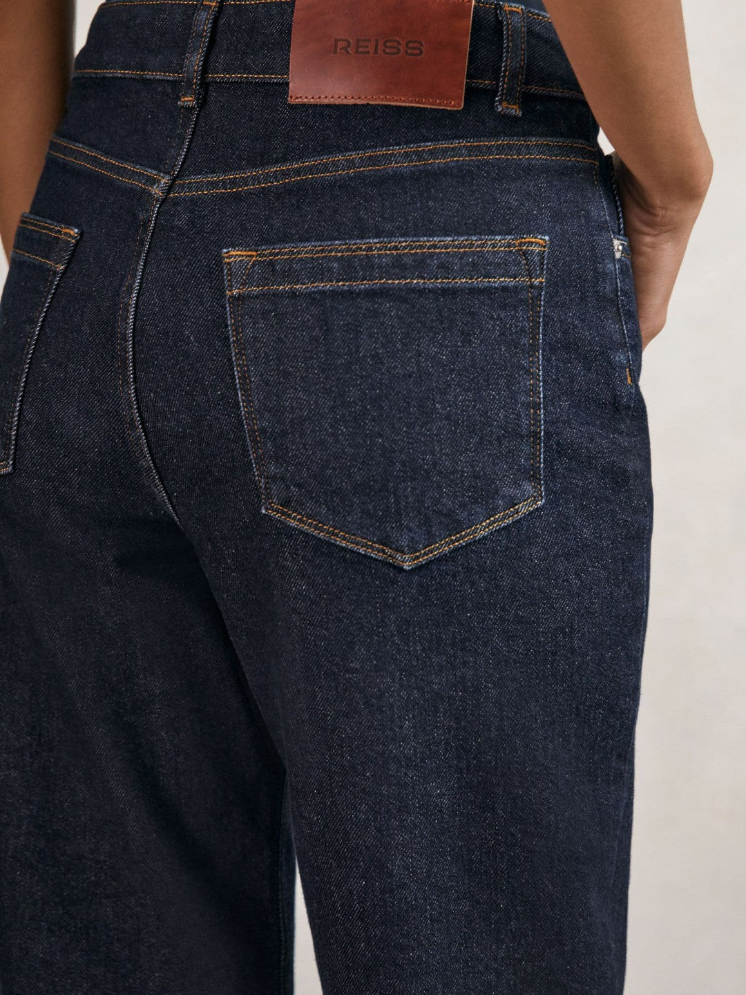 Reiss Petite Mid-Rise Straight-Leg Jeans in Dark Blue
