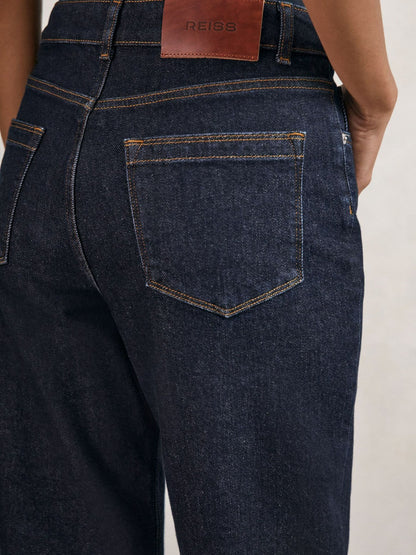 Reiss Petite Mid-Rise Straight-Leg Jeans in Dark Blue