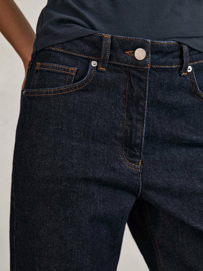 Reiss Petite Mid-Rise Straight-Leg Jeans in Dark Blue