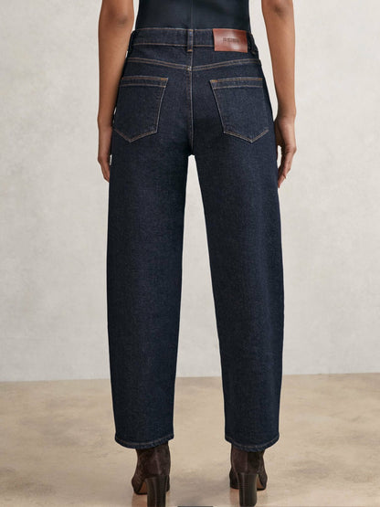Reiss Petite Mid-Rise Straight-Leg Jeans in Dark Blue