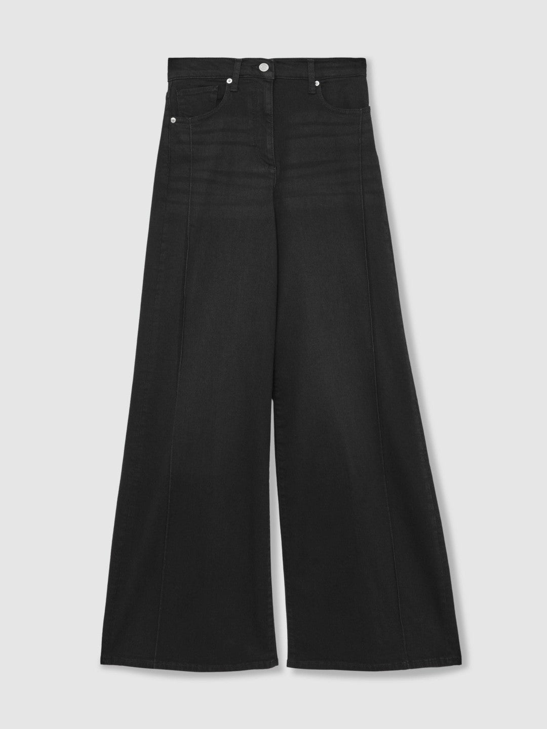 Reiss Deal - Petite Stretch-Cotton Wide-Leg Jeans in Black