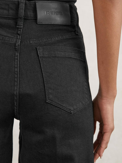 Reiss Deal - Petite Stretch-Cotton Wide-Leg Jeans in Black