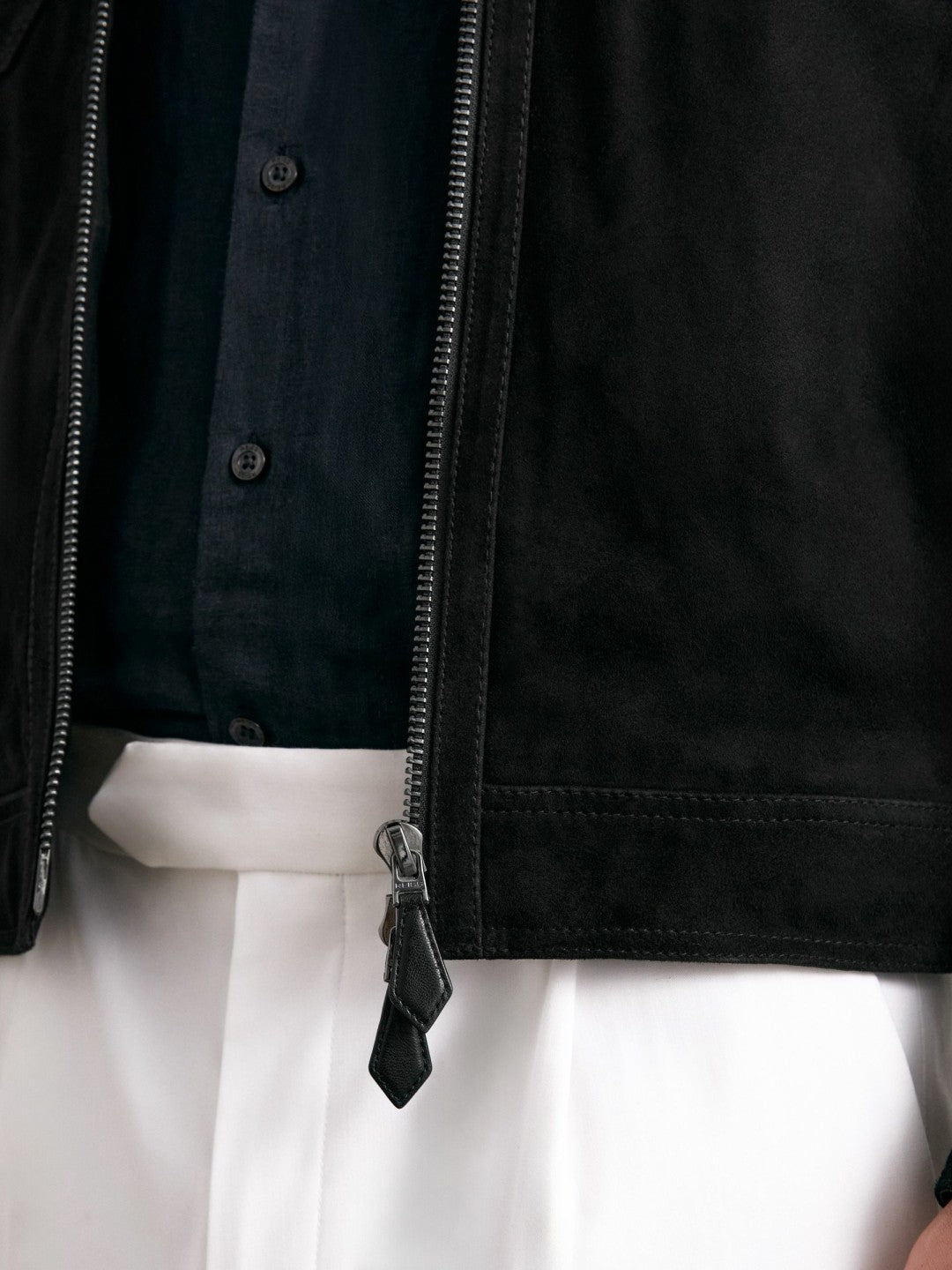 Reiss Best Seller - Suede Zip Through Jacket in Black