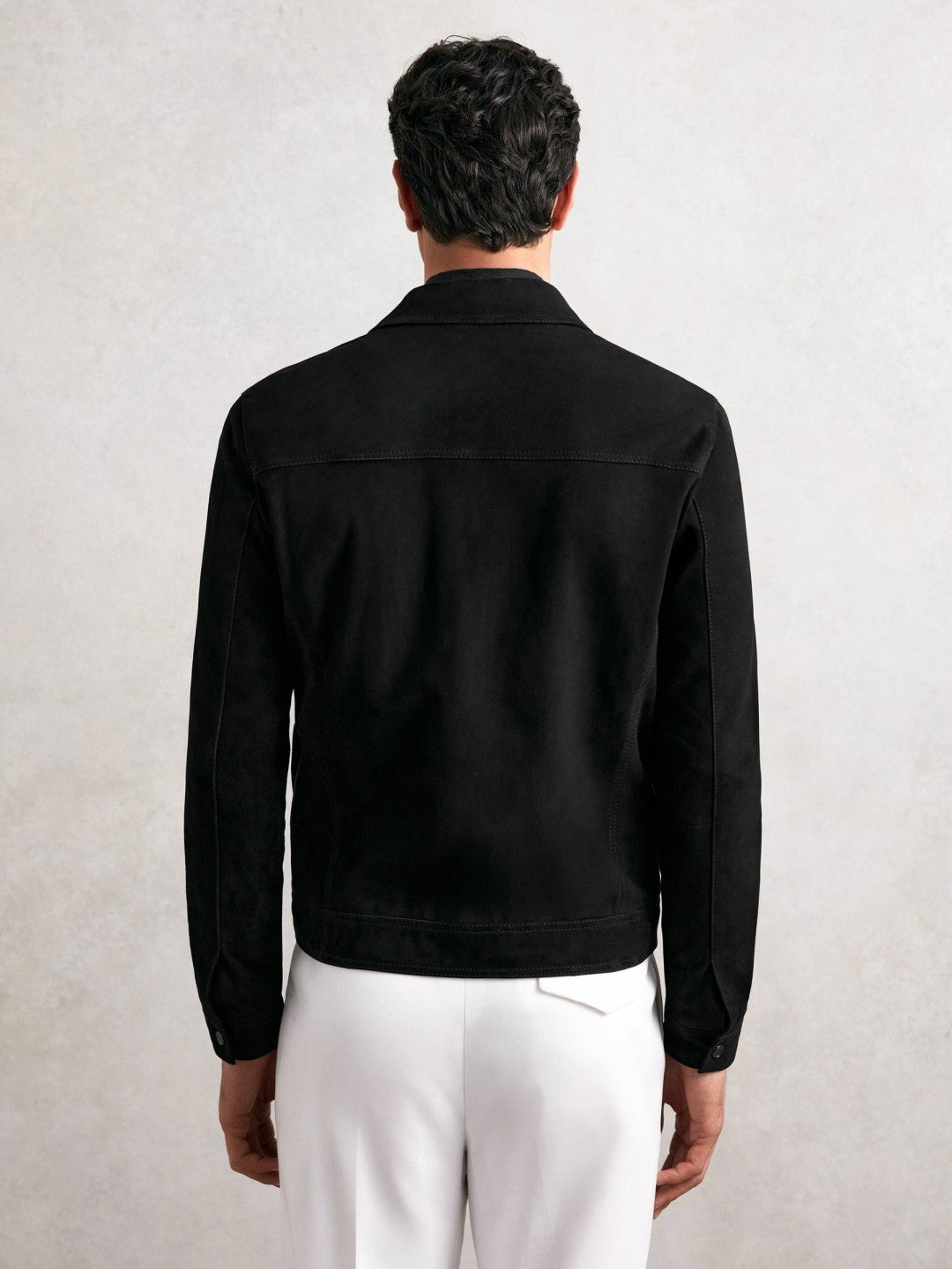 Reiss Best Seller - Suede Zip Through Jacket in Black