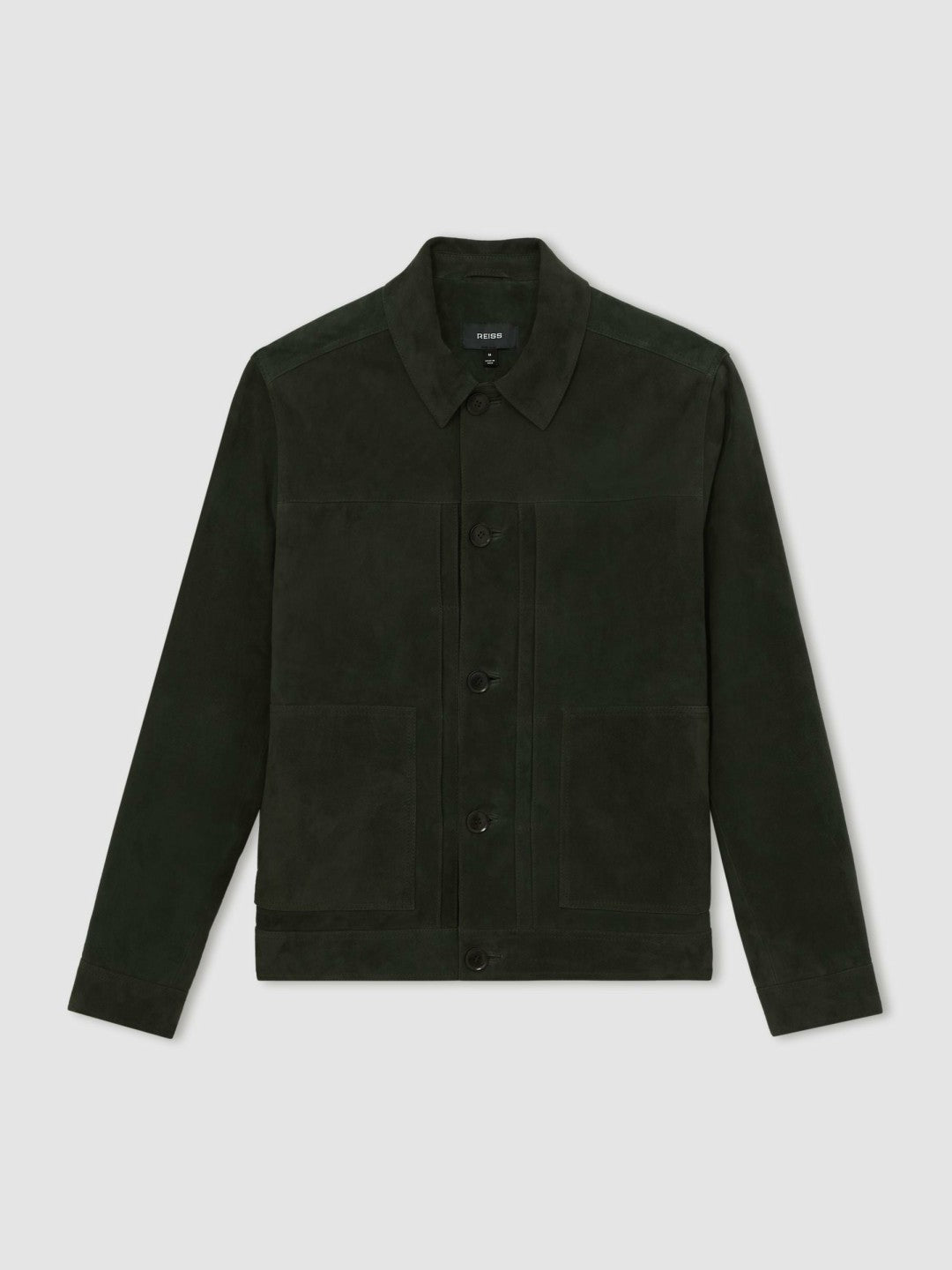 Reiss Popular Choice - Suede Worker Jacket in Dark Green