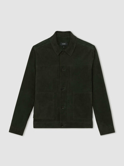 Reiss Popular Choice - Suede Worker Jacket in Dark Green