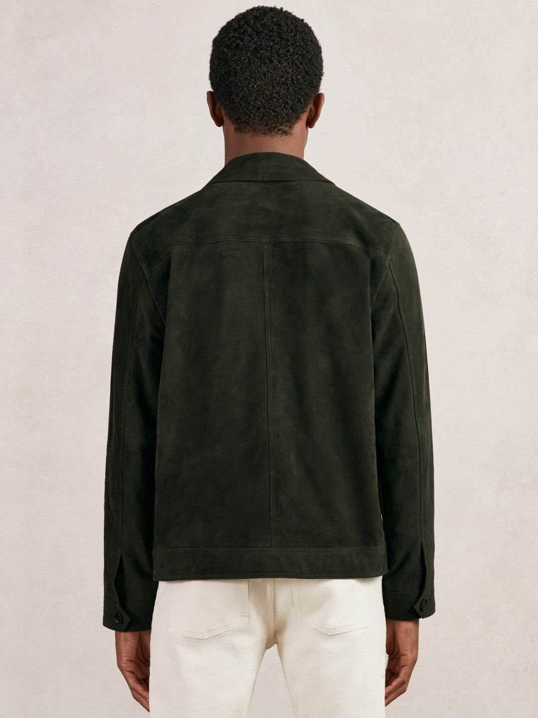 Reiss Popular Choice - Suede Worker Jacket in Dark Green