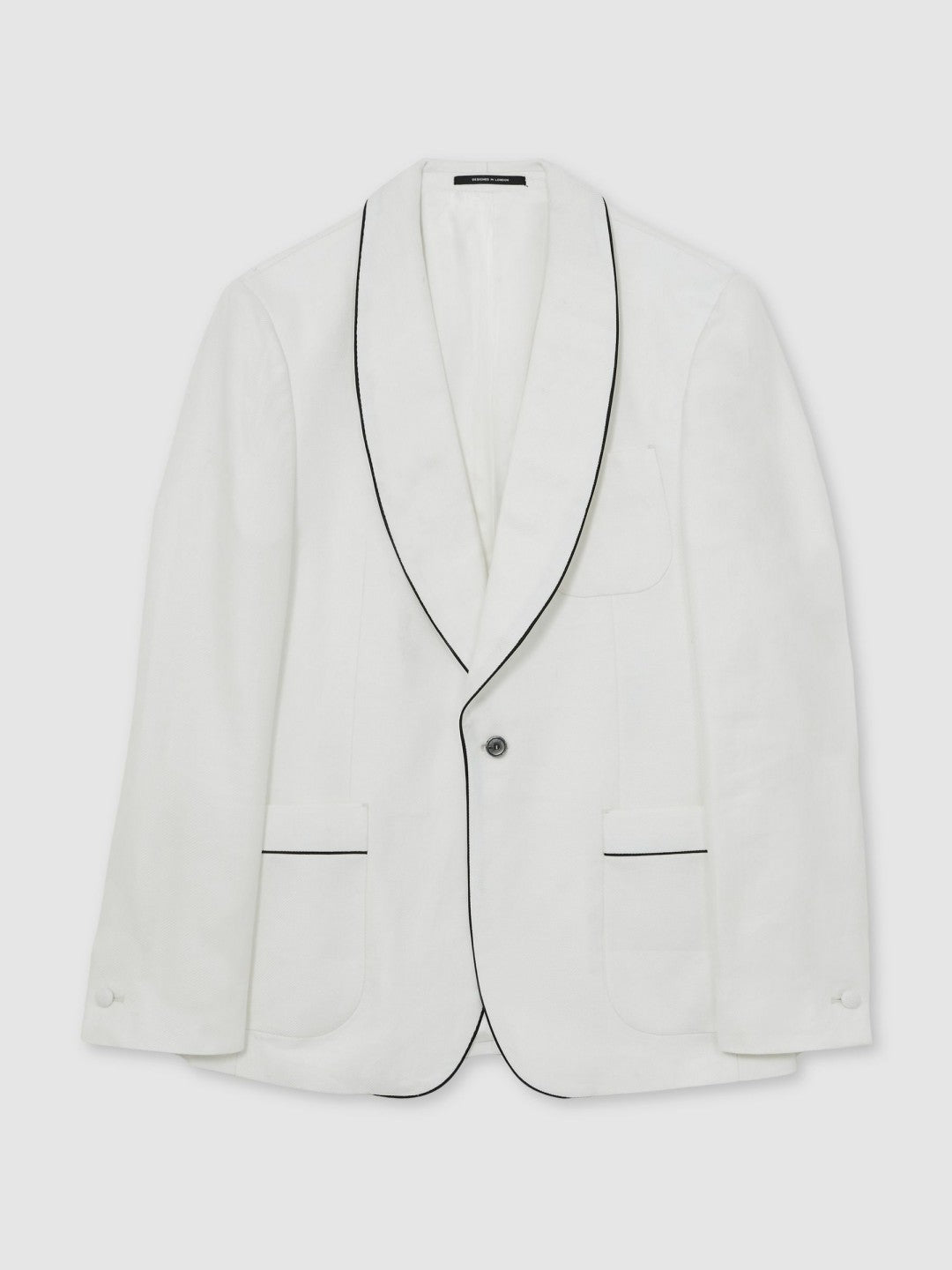 Reiss Affordable - Single-Breasted Blazer with Linen in Ivory White