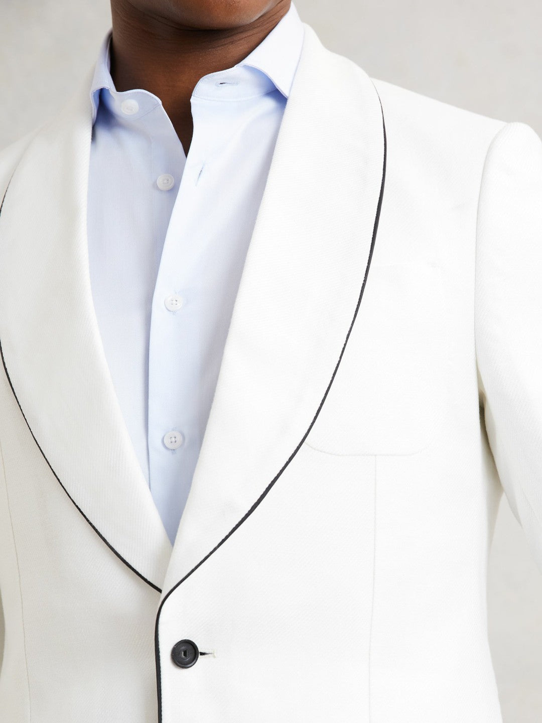 Reiss Affordable - Single-Breasted Blazer with Linen in Ivory White