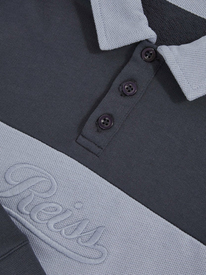 Reiss 9-13 yrs Cotton Logo-Embroidery Rugby Polo Shirt in Airforce Blue/Navy Blue