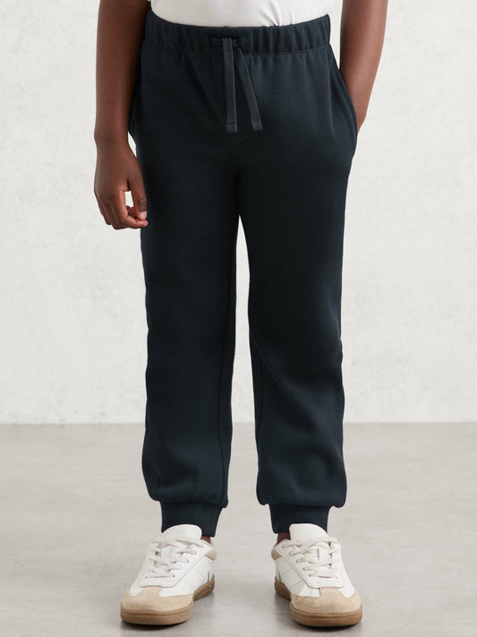 Reiss Featured - Cotton-Blend Textured Cuffed Joggers in Navy