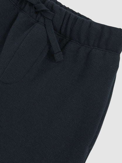 Reiss Featured - Cotton-Blend Textured Cuffed Joggers in Navy