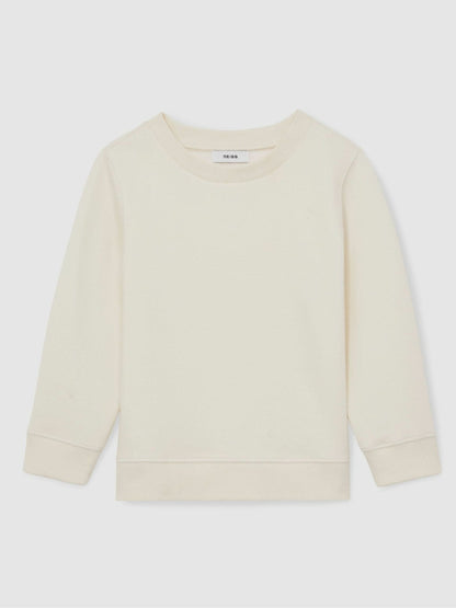 Reiss Featured - 3-9 yrs Cotton-Blend Textured Sweatshirt in Off White
