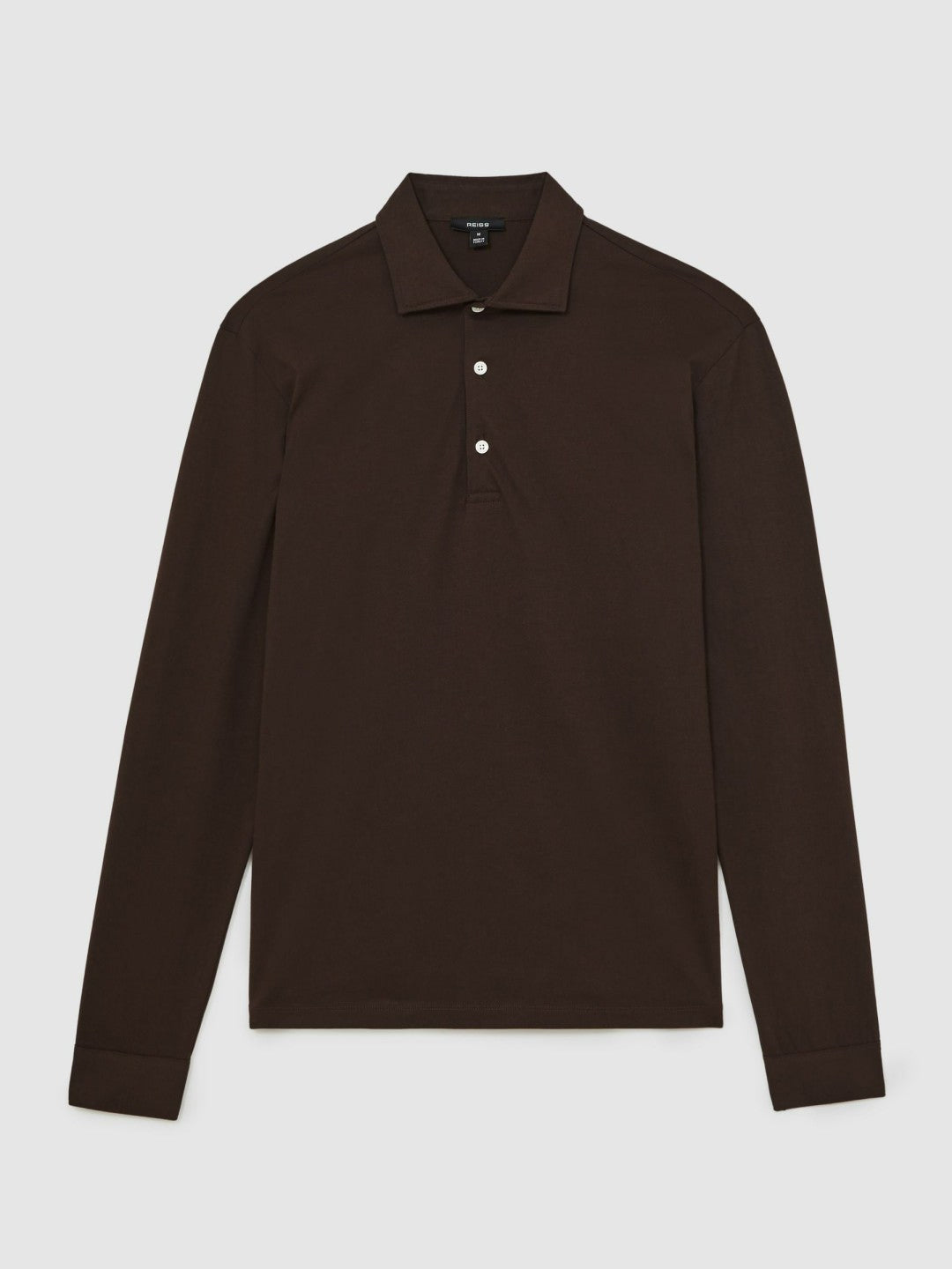 Reiss Featured - Cotton-Jersey Long Sleeve Polo Shirt in Brown