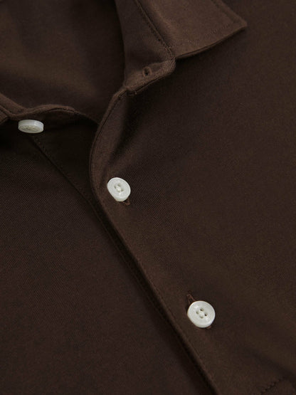 Reiss Featured - Cotton-Jersey Long Sleeve Polo Shirt in Brown