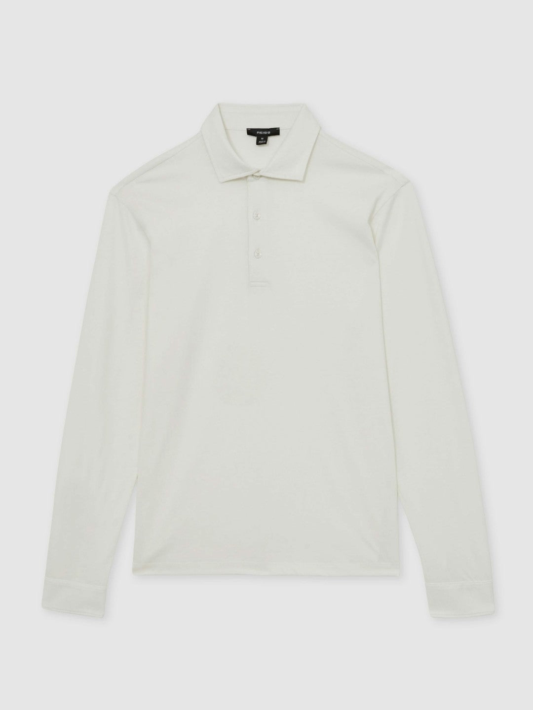 Reiss Sale - Cotton-Jersey Long Sleeve Polo Shirt in White