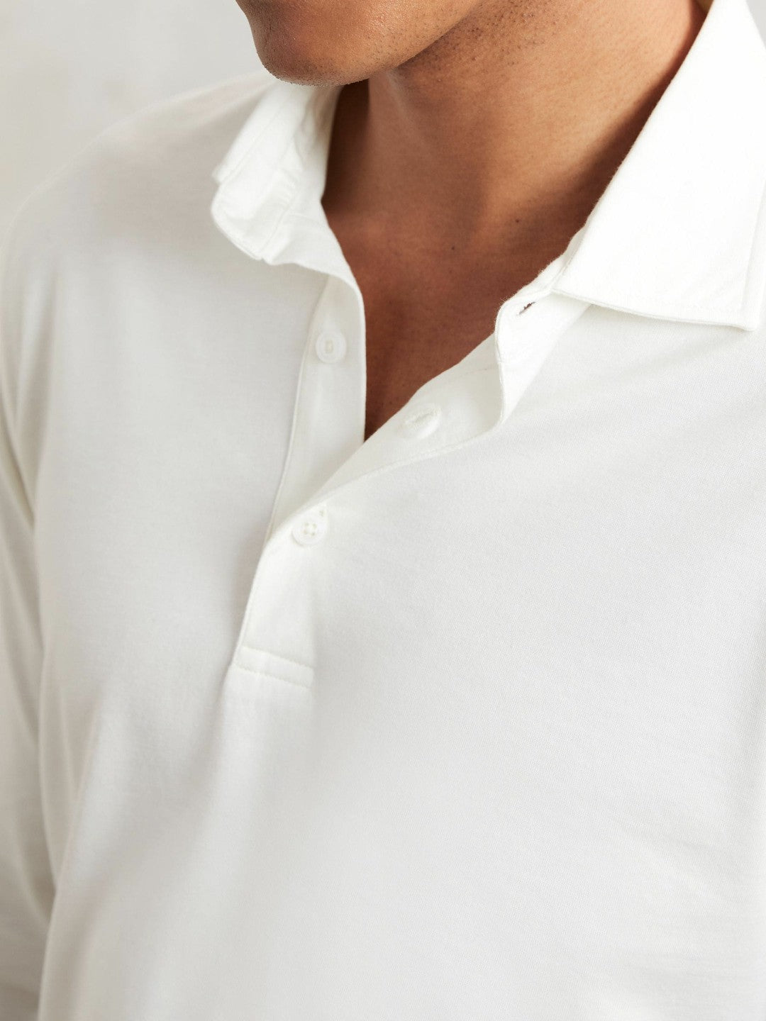 Reiss Sale - Cotton-Jersey Long Sleeve Polo Shirt in White