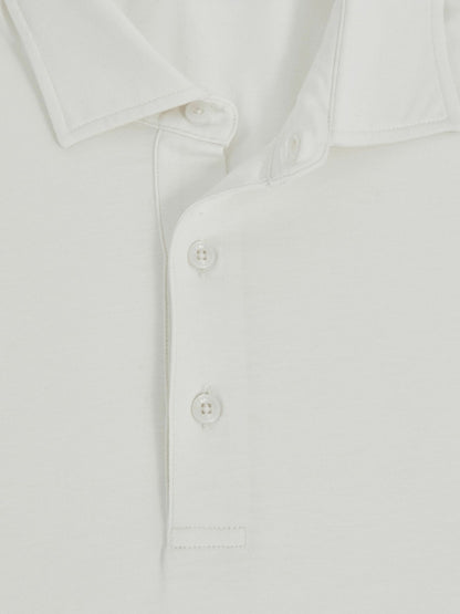 Reiss Sale - Cotton-Jersey Long Sleeve Polo Shirt in White